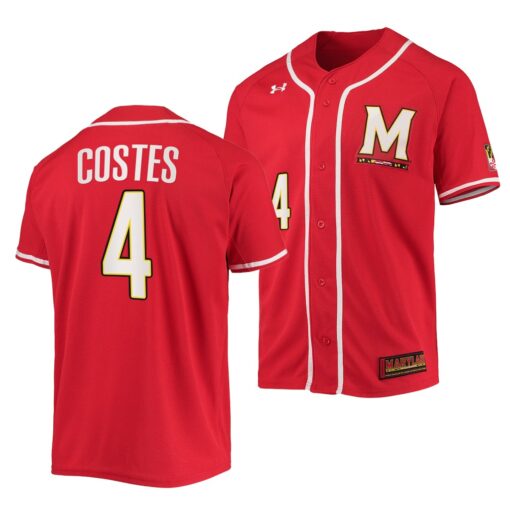 Maryland Terrapins Maxwell Costes College Baseball Jersey Red