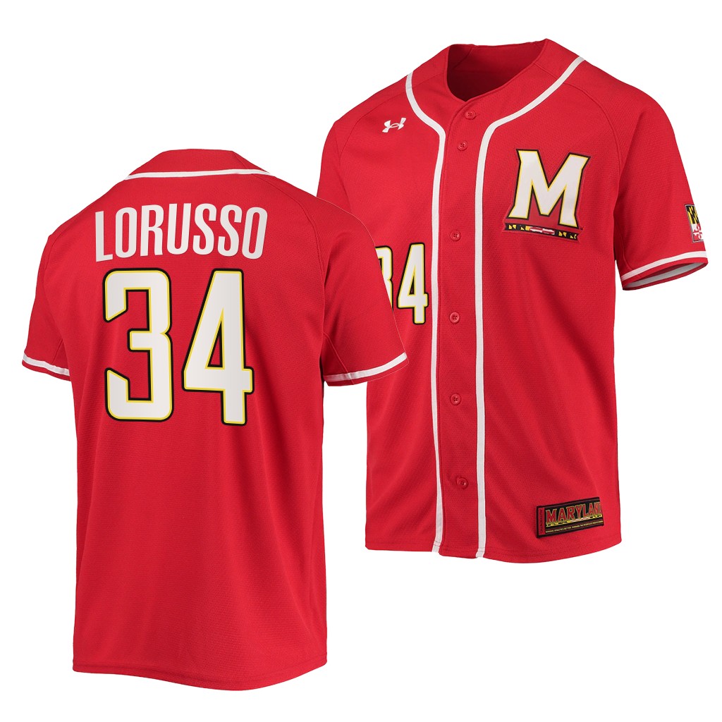 Maryland Terrapins Nick Lorusso College Baseball Jersey Red Maryland Terrapins Nick Lorusso College Baseball Jersey Red