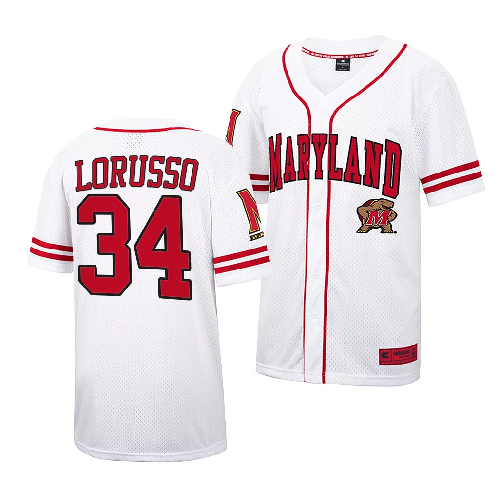 Maryland Terrapins Nick Lorusso College Baseball Jersey White Maryland Terrapins Nick Lorusso College Baseball Jersey White