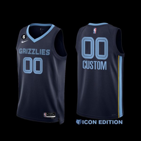 Memphis Grizzlies Custom 2022-23 Navy Icon Edition Jersey Memphis Grizzlies Custom 2022-23 Navy Icon Edition Jersey