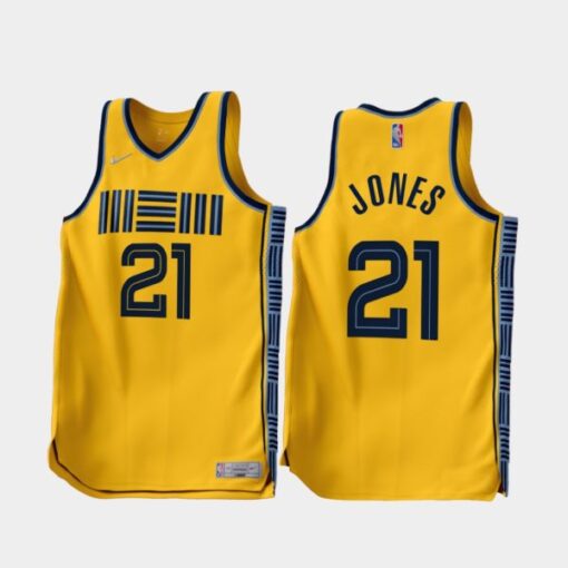Memphis Grizzlies Tyus Jones 2022-23 Earned Edition Jersey Gold