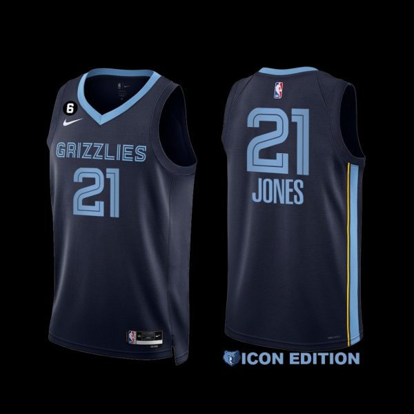 Memphis Grizzlies Tyus Jones 2022-23 Navy Icon Edition Jersey Memphis Grizzlies Tyus Jones 2022-23 Navy Icon Edition Jersey
