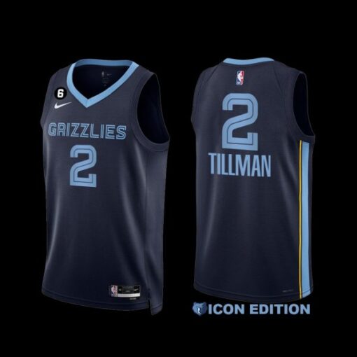 Memphis Grizzlies Xavier Tillman 2022-23 Navy Icon Edition Jersey