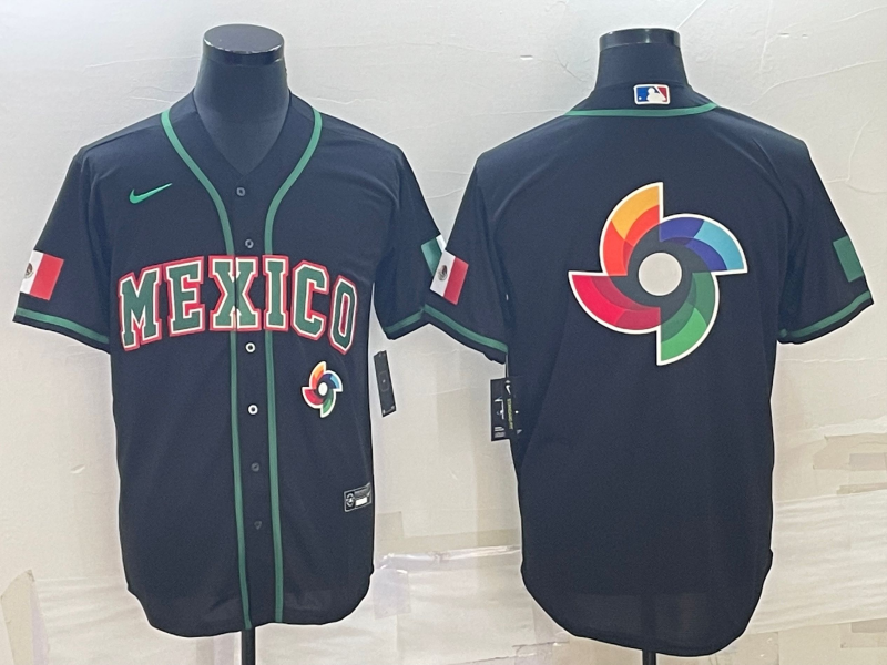 Mexico Black 2023 World Baseball Classic Jersey with Big Logo Mexico Black 2023 World Baseball Classic Jersey with Big Logo