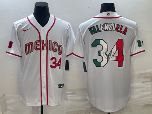 Mexico Fernando Valenzuela White Red 2023 World Baseball Classic Jersey Flag Edition