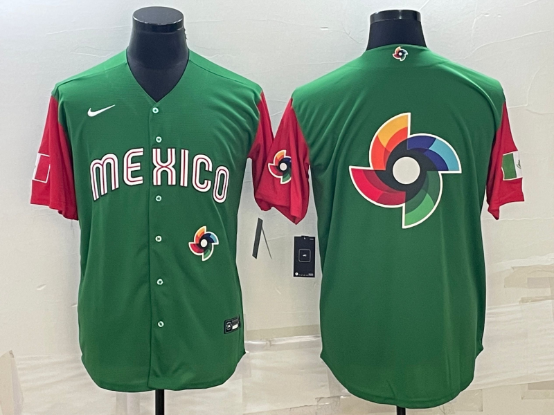 Mexico Green Red 2023 World Baseball Classic Jersey with Big Logo Mexico Green Red 2023 World Baseball Classic Jersey with Big Logo