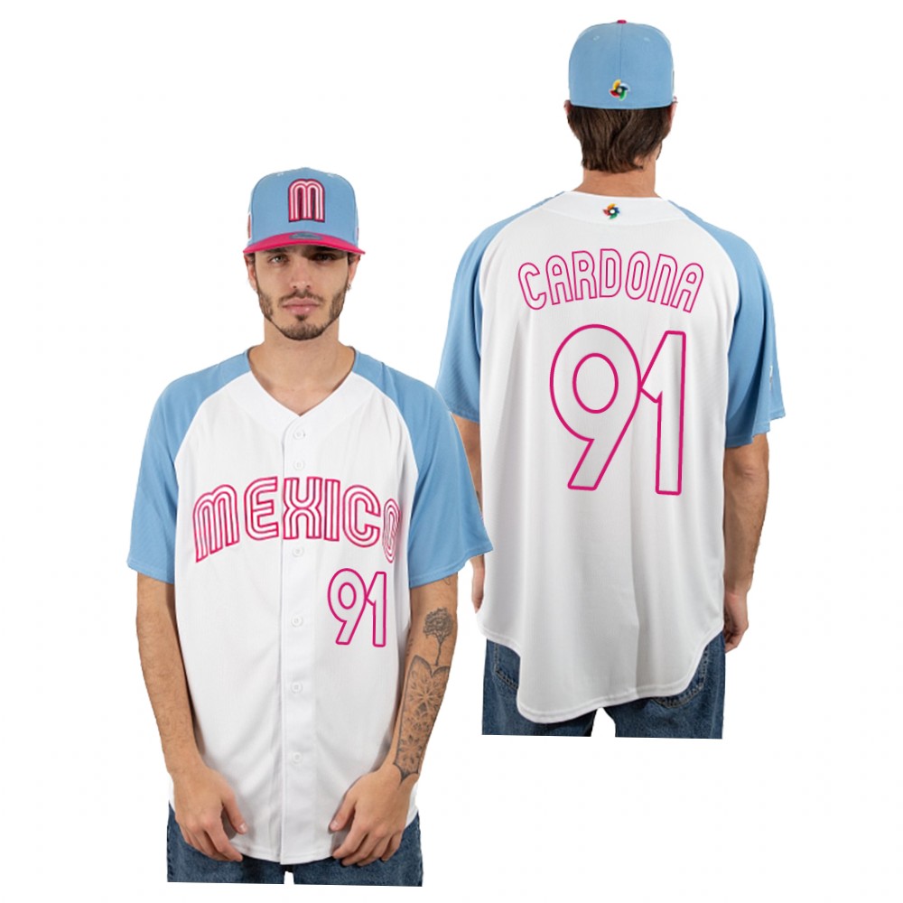 Mexico Jose Cardona White Blue 2023 World Baseball Classic Jersey Mexico Jose Cardona White Blue 2023 World Baseball Classic Jersey
