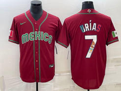 Mexico Julio Urias Red 2023 World Baseball Classic Jersey with Flag