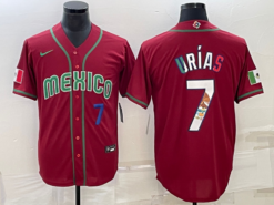 Mexico Julio Urias Red Royal 2023 World Baseball Classic Jersey with Flag