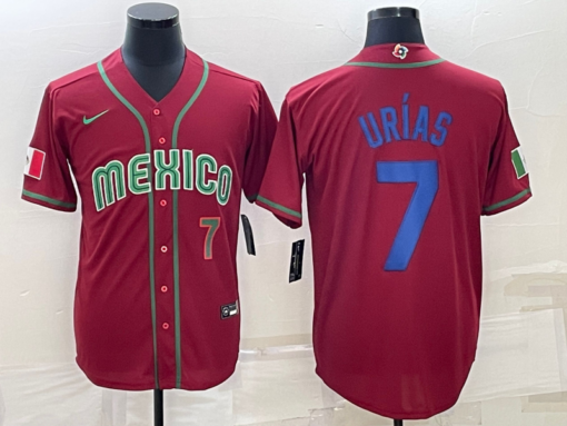 Mexico Julio Urias Red Royal Green Replica 2023 World Baseball Classic Jersey