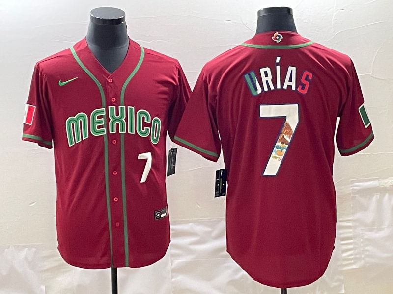 Mexico Julio Urias Red White Flag Edition 2023 World Baseball Classic Jersey Mexico Julio Urias Red White Flag Edition 2023 World Baseball Classic Jersey