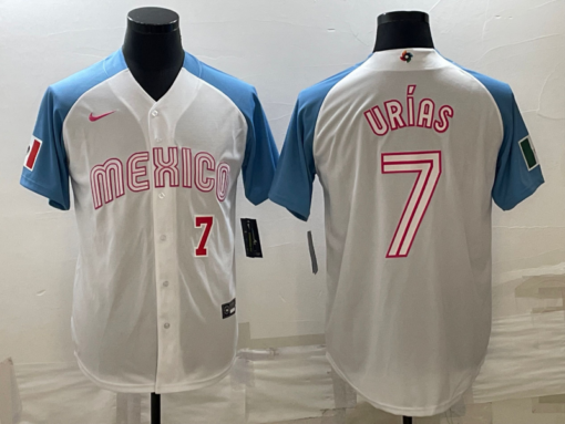 Mexico Julio Urias White Blue Red 2023 World Baseball Classic Jersey