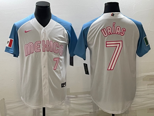 Mexico Julio Urias White Blue White 2023 World Baseball Classic Jersey