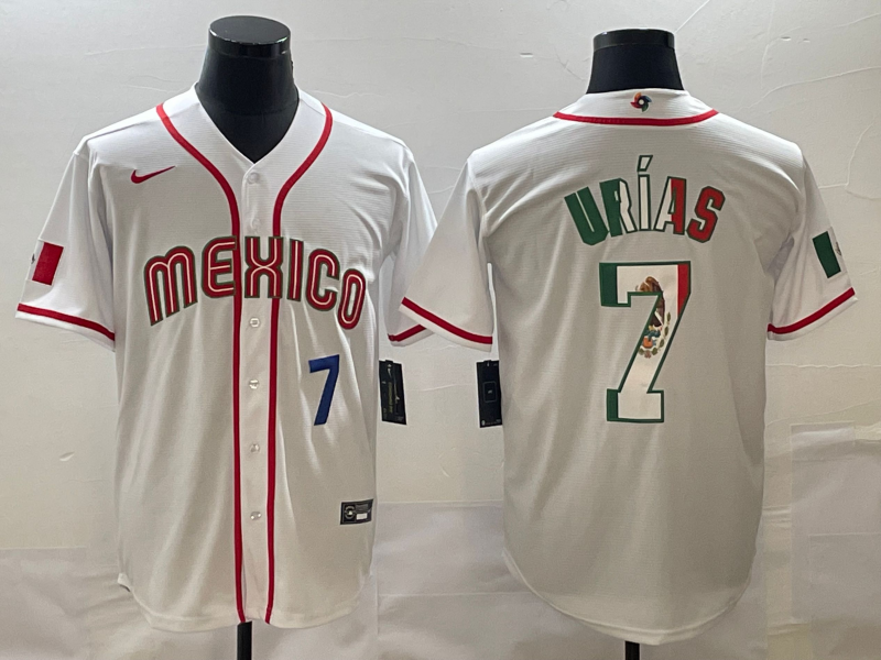 Mexico Julio Urias White Navy Flag Edition 2023 World Baseball Classic Jersey Mexico Julio Urias White Navy Flag Edition 2023 World Baseball Classic Jersey