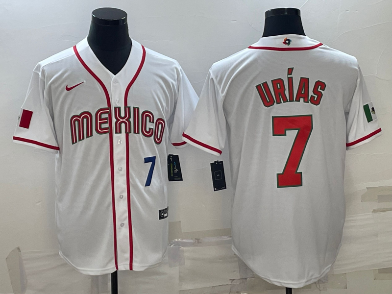 Mexico Julio Urias White Red Navy 2023 World Baseball Classic Jersey Mexico Julio Urias White Red Navy 2023 World Baseball Classic Jersey