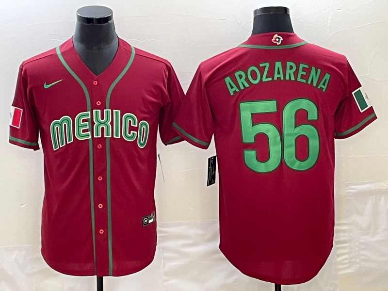 Mexico Randy Arozarena Red Green 2023 World Baseball Classic Jersey Mexico Randy Arozarena Red Green 2023 World Baseball Classic Jersey