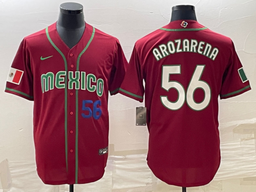 Mexico Randy Arozarena Red Navy 2023 World Baseball Classic Jersey