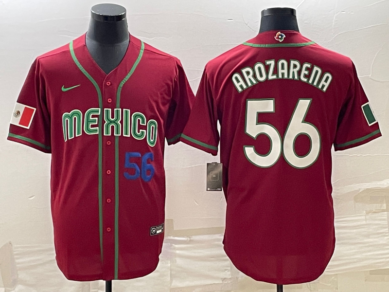 Mexico Randy Arozarena Red Navy 2023 World Baseball Classic Jersey Mexico Randy Arozarena Red Navy 2023 World Baseball Classic Jersey