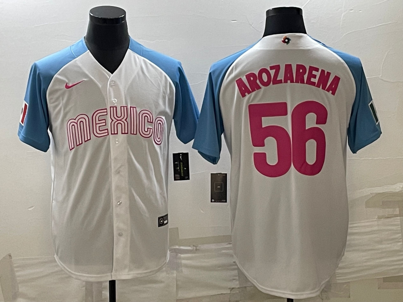 Mexico Randy Arozarena White Blue 2023 World Baseball Classic Jersey Mexico Randy Arozarena White Blue 2023 World Baseball Classic Jersey