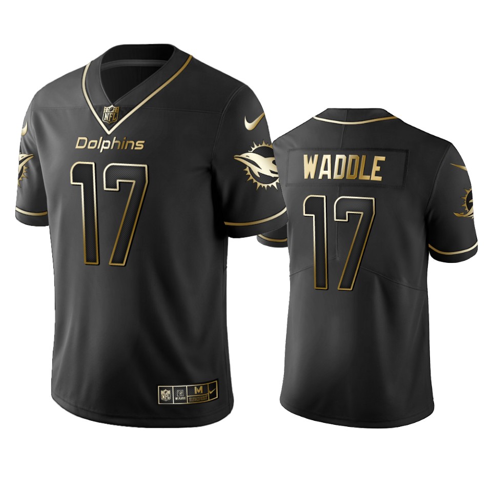 Miami Dolphins Jaylen Waddle Black Golden Limited Jersey Miami Dolphins Jaylen Waddle Black Golden Limited Jersey