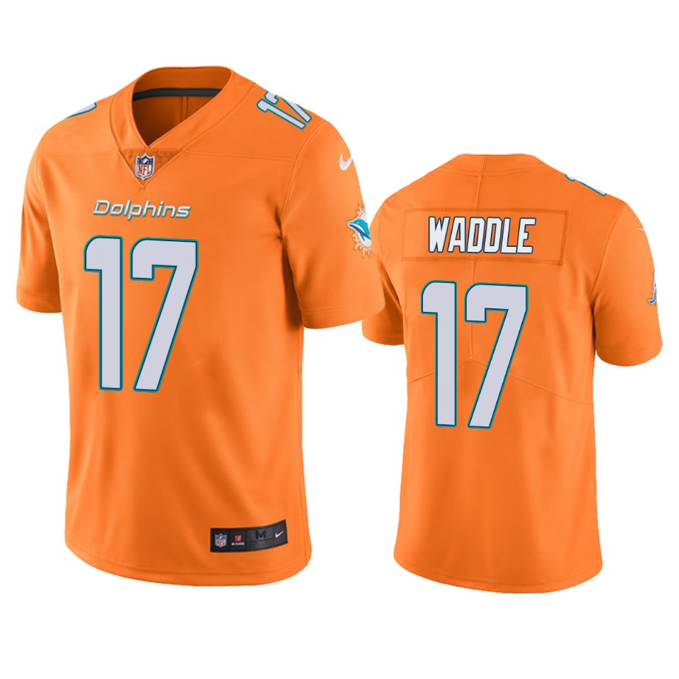 Miami Dolphins Jaylen Waddle Orange Color Rush Limited Jersey Miami Dolphins Jaylen Waddle Orange Color Rush Limited Jersey