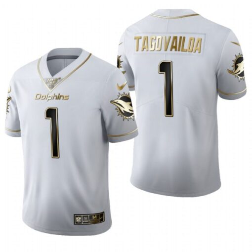 Miami Dolphins Tua Tagovailoa White Golden Limited Jersey