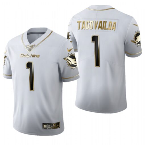 Miami Dolphins Tua Tagovailoa White Golden Limited Jersey
