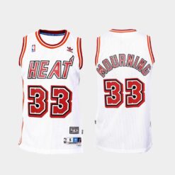 Miami Heat Alonzo Mourning White Throwback Jersey