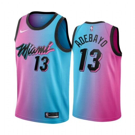 Miami Heat Bam Adebayo 2021 City Blue Pink Jersey