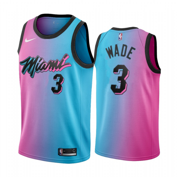 Miami Heat Dwyane Wade 2021 City Pink Blue Jersey Miami Heat Dwyane Wade 2021 City Pink Blue Jersey