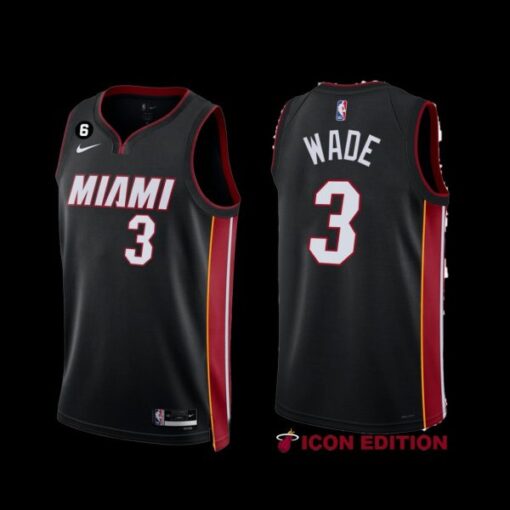 Miami Heat Dwyane Wade 2022-23 Black Icon Edition Jersey