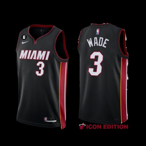 Miami Heat Dwyane Wade 2022-23 Black Icon Edition Jersey
