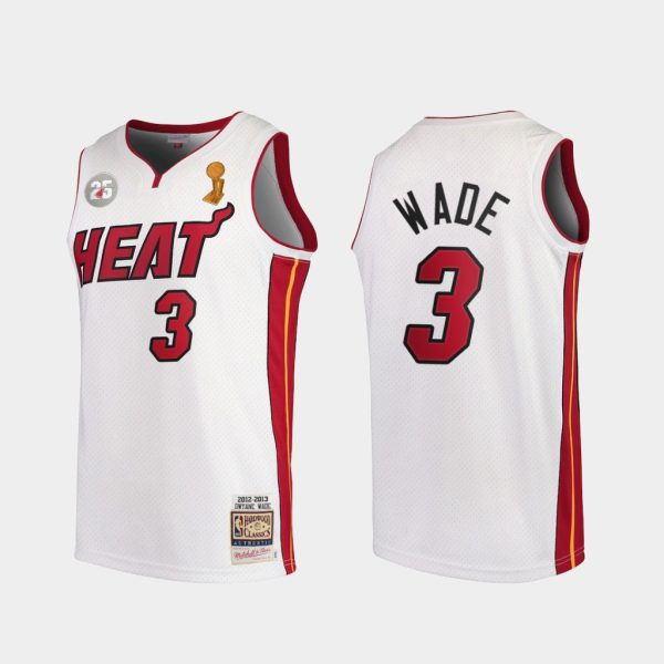 Miami Heat Dwyane Wade White 2013 Finals 25th Anniversary Jersey Miami Heat Dwyane Wade White 2013 Finals 25th Anniversary Jersey