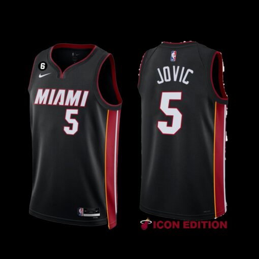 Miami Heat Nikola Jovic 2022-23 Black Icon Edition Jersey