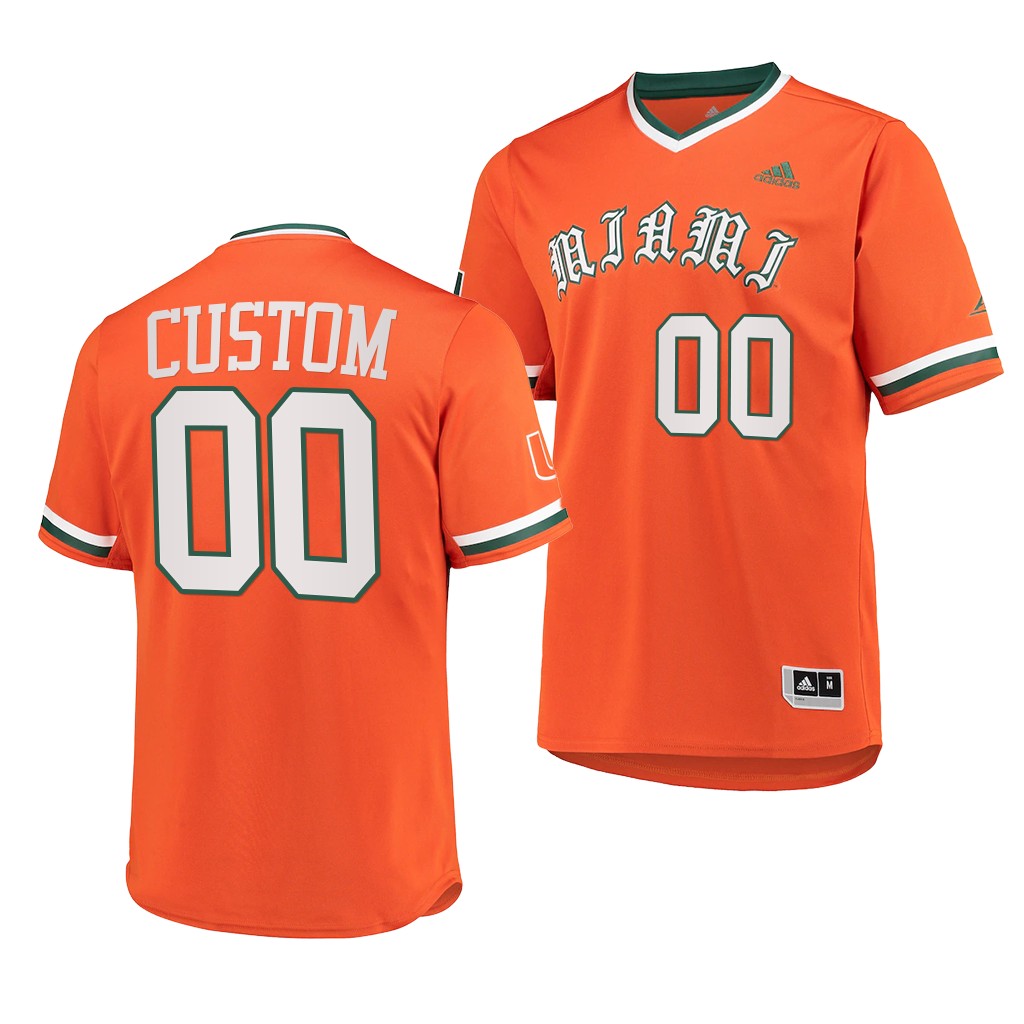 Miami Hurricanes Custom College Baseball Jersey Orange Miami Hurricanes Custom College Baseball Jersey Orange