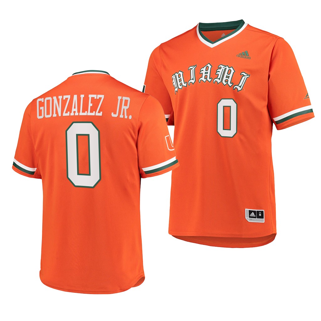 Miami Hurricanes Dorian Gonzalez Jr. College Baseball Jersey Orange Miami Hurricanes Dorian Gonzalez Jr. College Baseball Jersey Orange