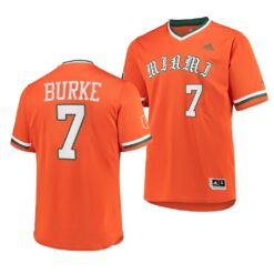 Miami Hurricanes Jacob Burke College Baseball Jersey Orange