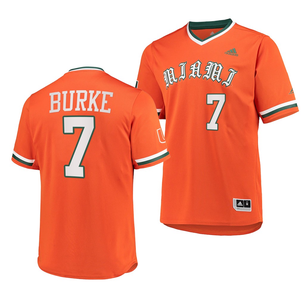 Miami Hurricanes Jacob Burke College Baseball Jersey Orange Miami Hurricanes Jacob Burke College Baseball Jersey Orange