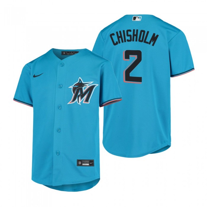 Miami Marlins Jazz Chisholm Jr Blue Alternate Replica Jersey Miami Marlins Jazz Chisholm Jr Blue Alternate Replica Jersey