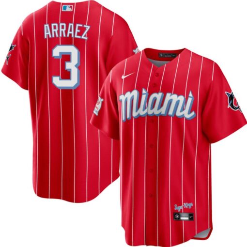 Miami Marlins Luis Arraez Red 2021 City Connect Replica Jersey