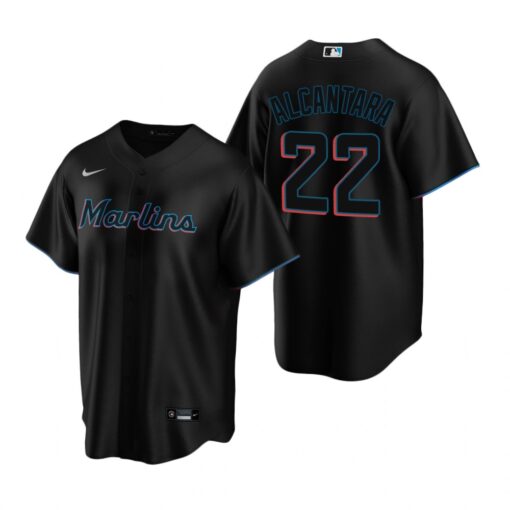 Miami Marlins Sandy Alcantara Black Alternate Replica Jersey