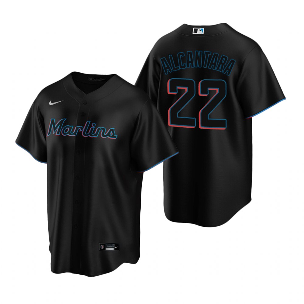 Miami Marlins Sandy Alcantara Black Alternate Replica Jersey Miami Marlins Sandy Alcantara Black Alternate Replica Jersey