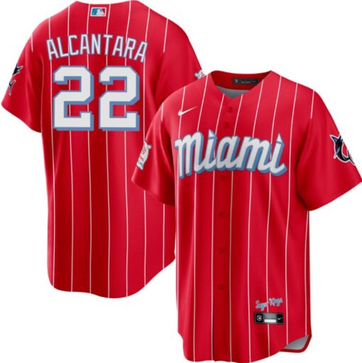Miami Marlins Sandy Alcantara Red 2021 City Connect Replica Jersey