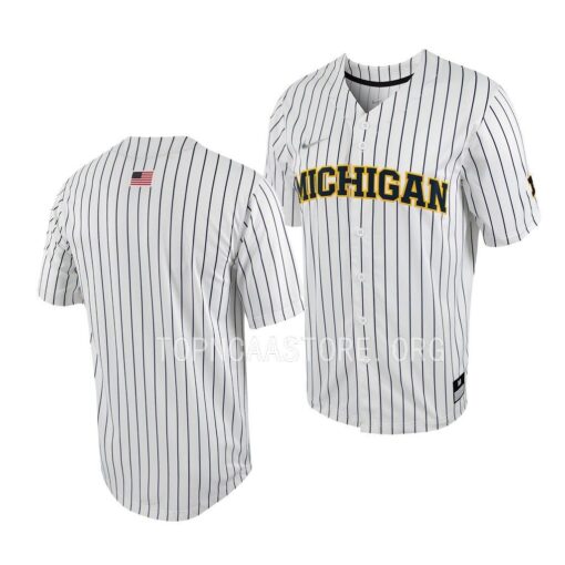 Michigan Wolverines College Baseball White Full-Button Jersey