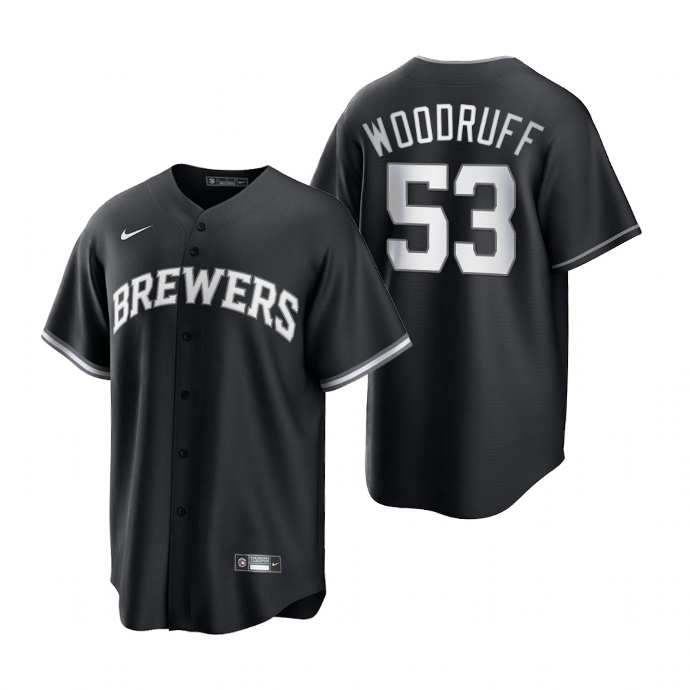 Milwaukee Brewers Brandon Woodruff Black White Fashion Replica Jersey Milwaukee Brewers Brandon Woodruff Black White Fashion Replica Jersey