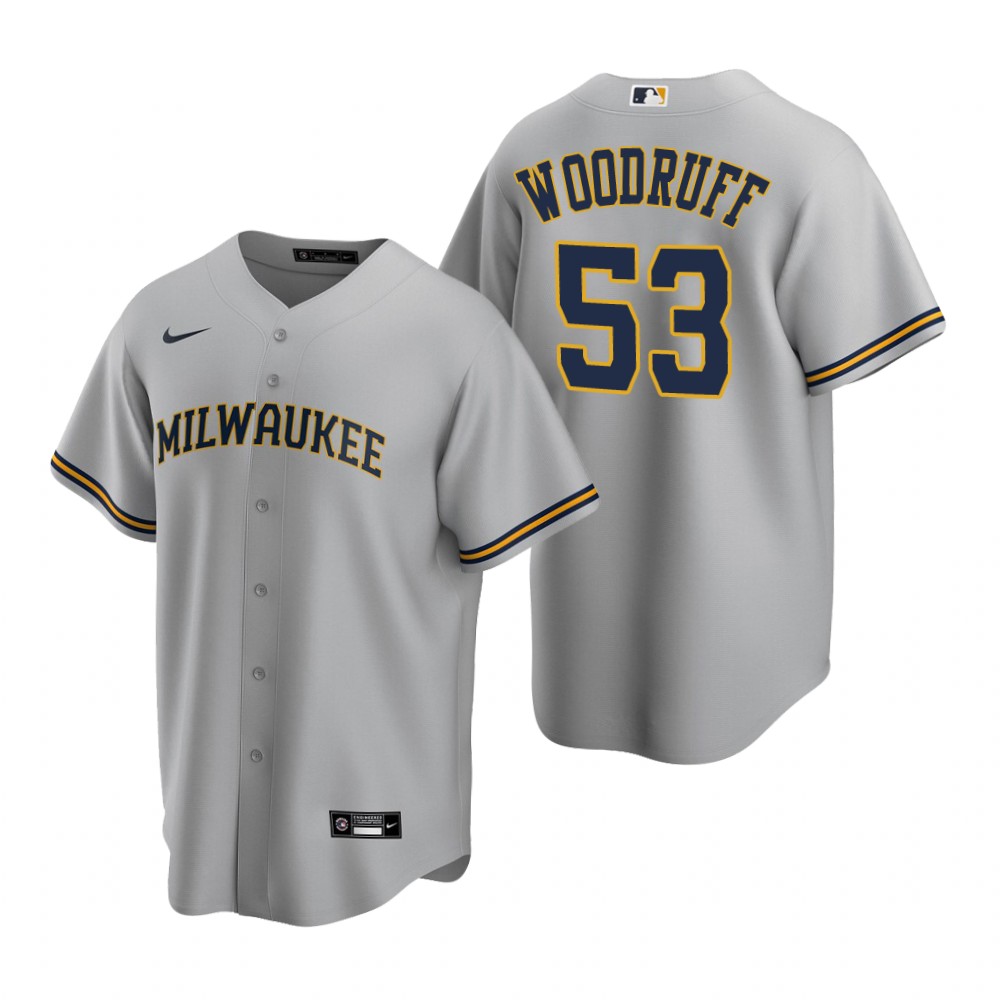 Milwaukee Brewers Brandon Woodruff Gray Road Replica Jersey Milwaukee Brewers Brandon Woodruff Gray Road Replica Jersey