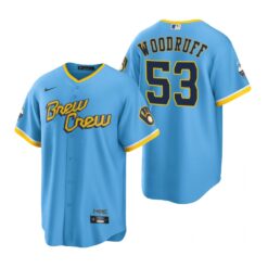 Milwaukee Brewers Brandon Woodruff Powder Blue 2022 City Connect Replica Jersey