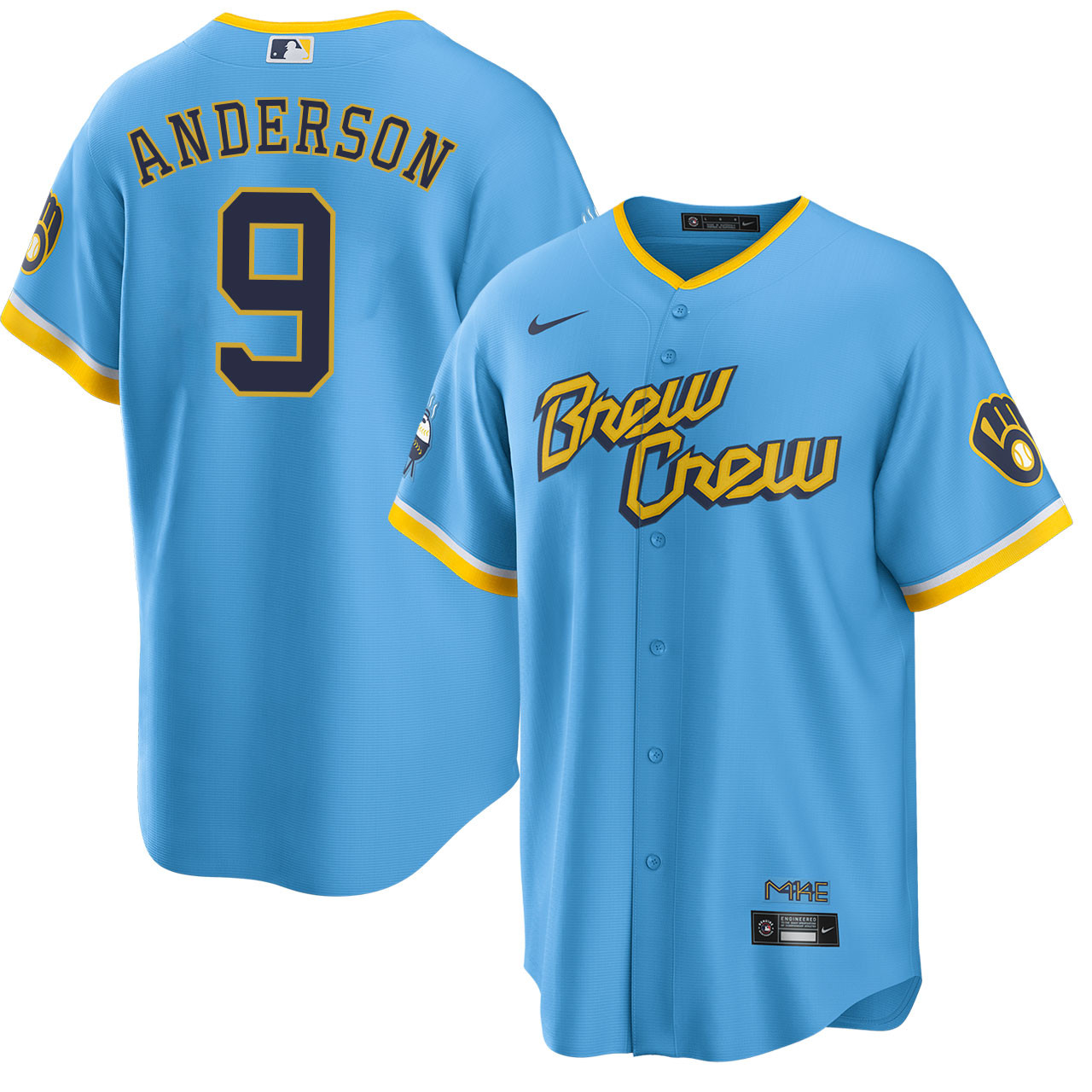 Milwaukee Brewers Brian Anderson Powder Blue 2022 City Connect Replica Jersey Milwaukee Brewers Brian Anderson Powder Blue 2022 City Connect Replica Jersey