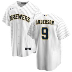 Milwaukee Brewers Brian Anderson White Navy Alternate Replica Jersey