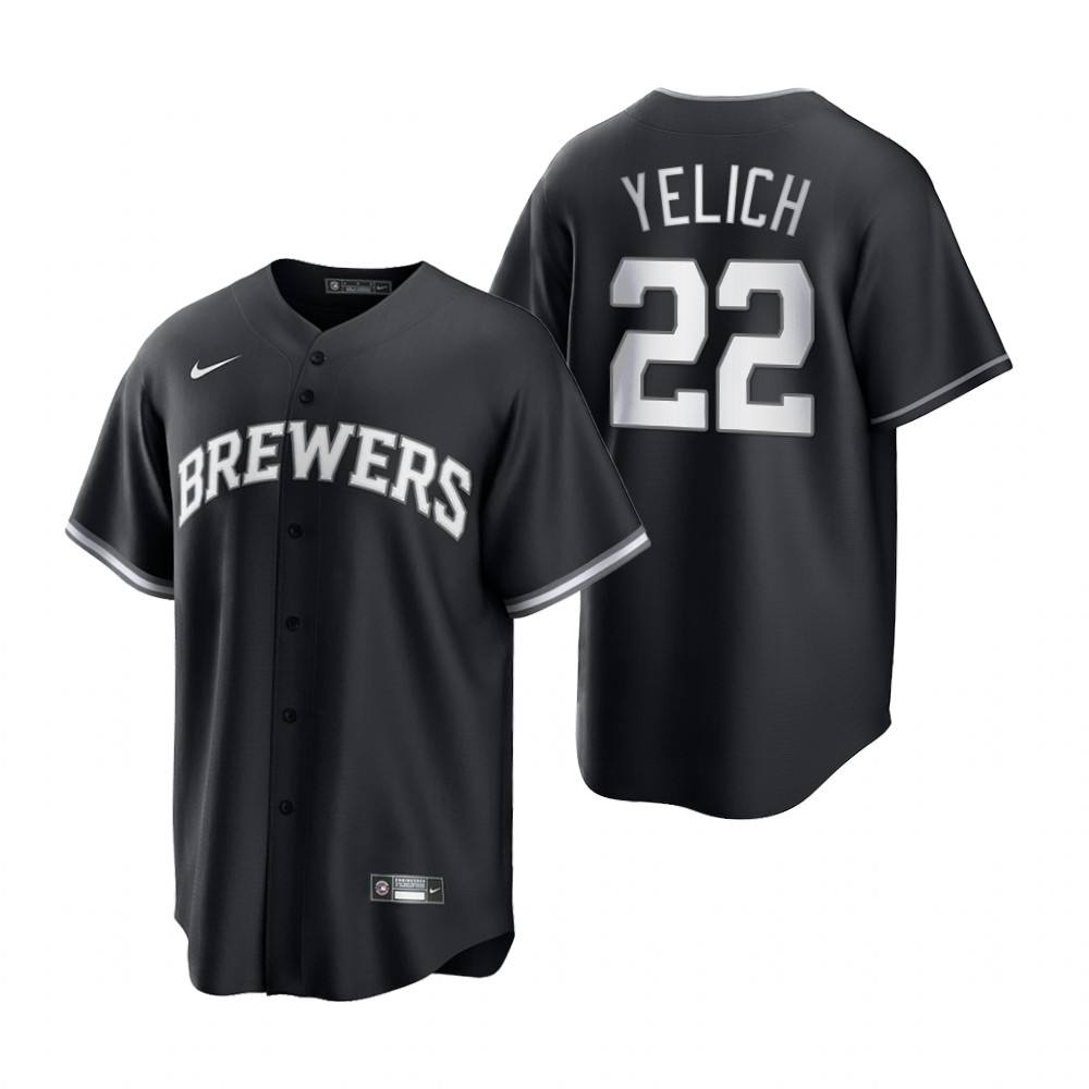 Milwaukee Brewers Christian Yelich Black White All Black Fashion Replica Jersey Milwaukee Brewers Christian Yelich Black White All Black Fashion Replica Jersey